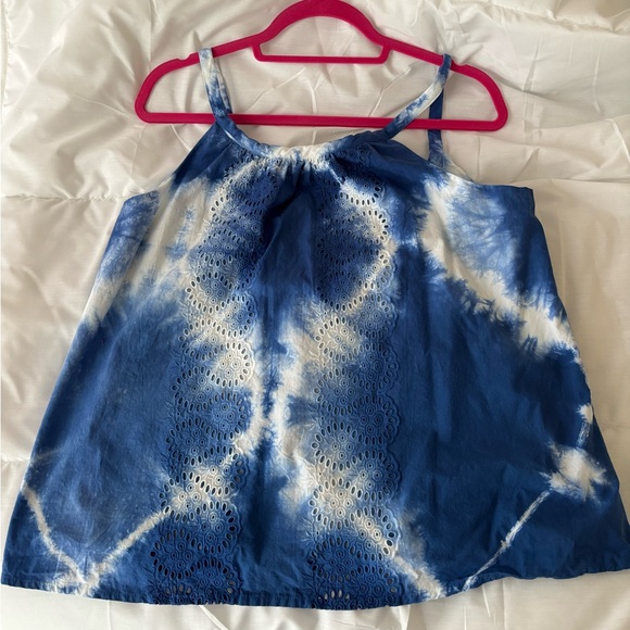 Never Fully Dressed Tops - Anthropologie, Blue and White Tie-Dye Tank Top, M